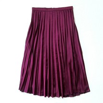 NWT J.Crew Pleated Midi in Vintage Burgundy Satin A-line Skirt 2 $98 - £55.82 GBP