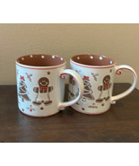 Eli &amp; Ana Set of 2 Coffee Mugs Gingerbread Christmas Trees Holly New - £29.08 GBP