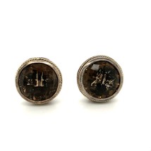 Vtg Sterling Signed Effy 925 18K Gold Round Smoky Quartz Gemstone Clip Earrings - £229.65 GBP