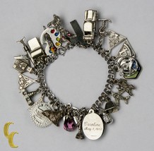 Unique Sterling Silver Charm Bracelet with 27 Charms - £329.49 GBP