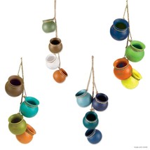 Dangling Mini Clay Terra Cotta Plant Pots Wall Hanging Decorative Planters - £22.51 GBP+