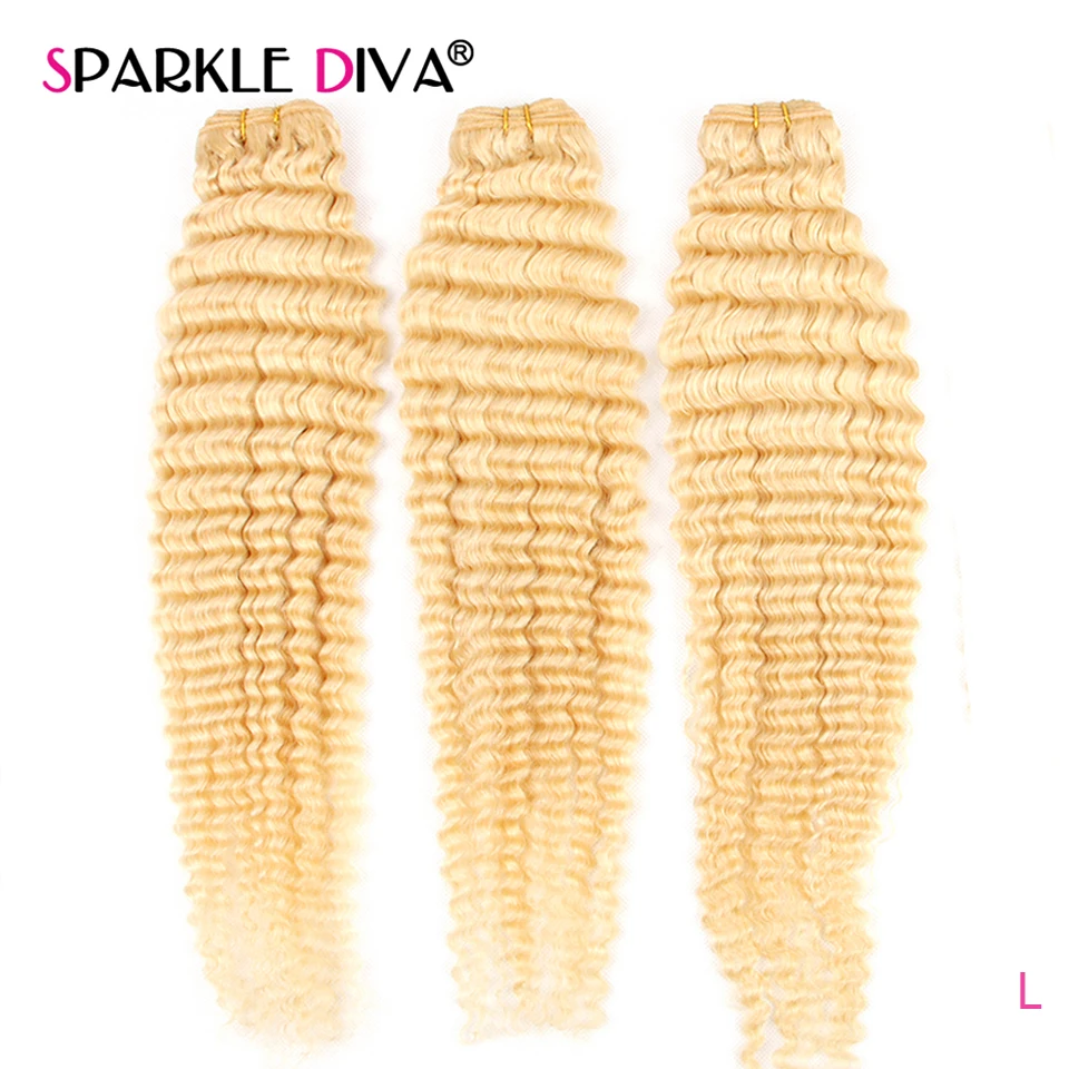 Brazilian Hair Weave Bundles 613 Blonde Deep Wave 1/3/4 Mixed Hair Exten... - £487.44 GBP