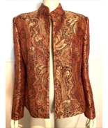 Vintage Neiman Marcus Women's Brocade Beaded Jacket Gold/Red L - $133.06 CAD Vintage Neiman Marcus Women's Brocade Beaded Jacket Gold/Red L - $133.06 CAD