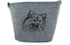 Pomeranian, Felt, gray bag, Shoulder bag with dog, Handbag, Pouch, High ... - £31.41 GBP