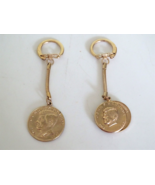 Vintage Lot of (2) Gold Tone Metal Key Chains JFK President John F. Kennedy - £14.88 GBP