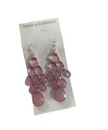 Fashion Jewelry 3&quot; Long Silver Tone Dangle Acrylic Purple Faceted Beads ... - $11.88