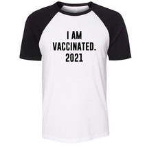 I&#39;M VACCINATED 2021 Funny Print T-shirts Mens Womens Graphic Tee Novelty Tops - £13.03 GBP