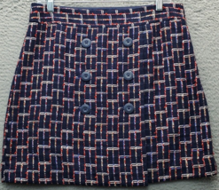 LOFT Wrap Skirt Womens Size 4 Multi Tweed Geo Print Lined Button Front S... - $22.15