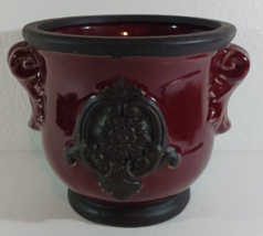Vintage Stamped Red Hosley Potteries Vase With Lion Heads 6&quot; High - £21.16 GBP
