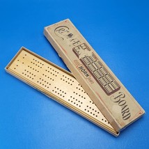 Horn Cribbage Board No. C-16 Wood Vintage McCrillis Metal Pegs Made In U... - $10.39