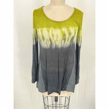 Citron Draped Pleated Back Sweater Top Sz S Green Gray Ombre - £31.26 GBP