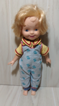 Mary Engelbreit Ann Estelle Doll 1997 15&quot; by Playmates blue jumpsuit yellow top - £10.05 GBP