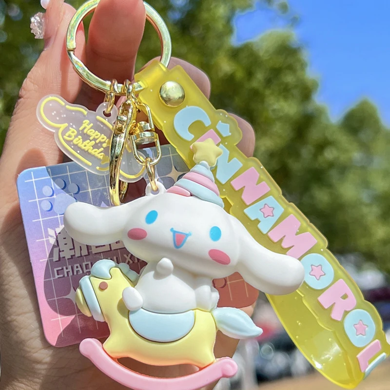 Cinnamoroll Sanrio Plush Kawaii Anime Party Series Keychain Pendant Plush Toys - £9.08 GBP
