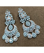 Bollywood Style Indian High Quality CZ Long Earrings Chandler Set Gold S... - £68.13 GBP