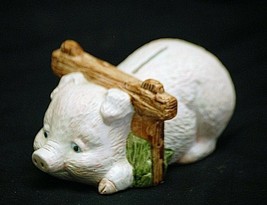 Classic Style Pig Piggy Coin Bank Figurine w Stopper Farm Animal Enesco ... - $14.84