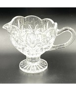 Vintage Cut Glass Gravy Cream Pitcher Footed Fan Diamond Scalloped Pedes... - £11.59 GBP
