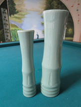 Modern Japanese Pair Of Ceramic Vases Bamboo Design 9&quot; And 10 &quot; [*POTT2] - £98.94 GBP