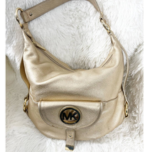 Michael Kors Fulton Leather Shoulder Bag Gold - £37.58 GBP
