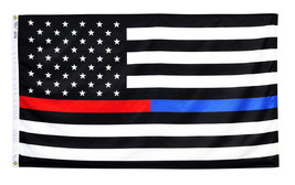 Thin Red/Blue Line (USA) - 3&#39;X5&#39; Nylon Flag - £35.73 GBP