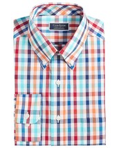Club Room Dress Shirt Men&#39;s 18.5 34/35 Multicolor Regular-Fit Summer Plaid - $21.99