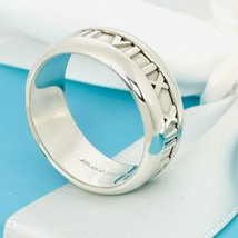 Size 9.5 Tiffany &amp; Co Atlas Ring Roman Numerals Mens Unisex in Sterling Silver - £233.85 GBP