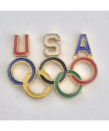 USA Olympics Rings Pin Gold Tone Vintage Multi Color - £9.82 GBP