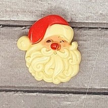 VTG Plastic Santa Claus Pinback Pin Button Christmas Hong Kong St. Nick Holidays - £5.11 GBP