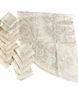 Heavily Embroidered White 13pc 59x99 Oval Tablecloth and Napkin Set - $225.00