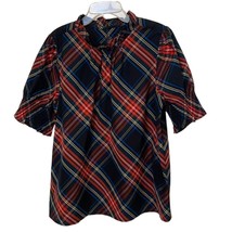 J.Crew Stewart Tartan Plaid Top Women&#39;s Size Small Smocked Puff Sleeve H... - £34.37 GBP