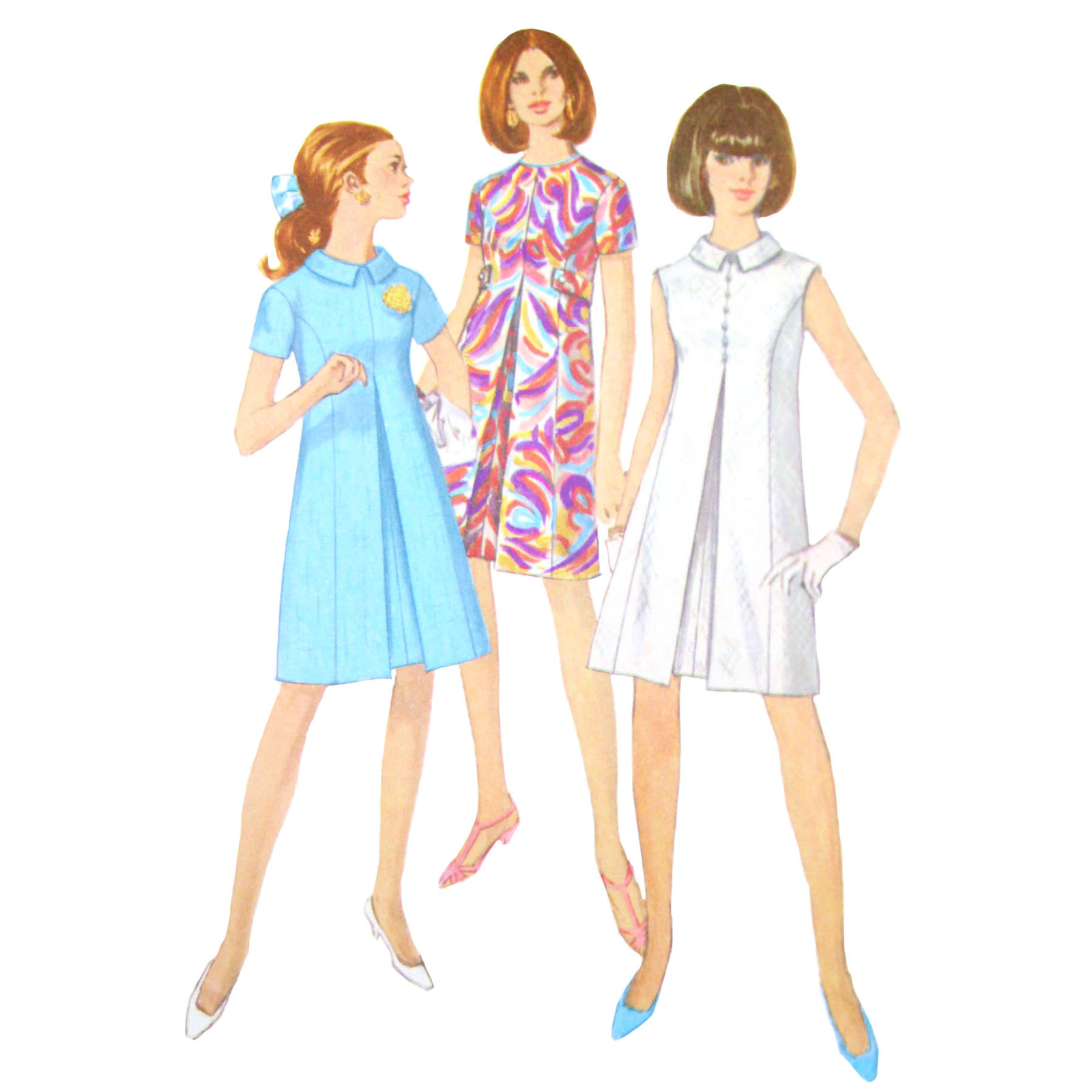 60s Vintage Simplicity Sewing Pattern 7083 Misses A-Line Dress Princess Seams 12 - $7.95