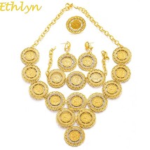 Ethlyn Turkey Coin Necklace/Earring/Ring/Bracelet Jewelry Sets For Women Gold Co - £22.14 GBP