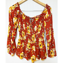 Crave Fame Almost Famous Womens Floral Blouse Smocked Neck Elastic Waist... - $22.28