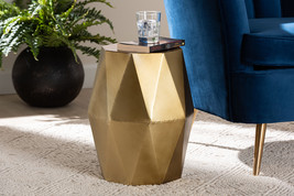 Rashtin Geometric Bronze Metal Accent Table - $956.63 MXN