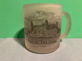 Vintage ELLIS ISLAND, New York Rendering Image Frosted Handled Mug - £4.74 GBP
