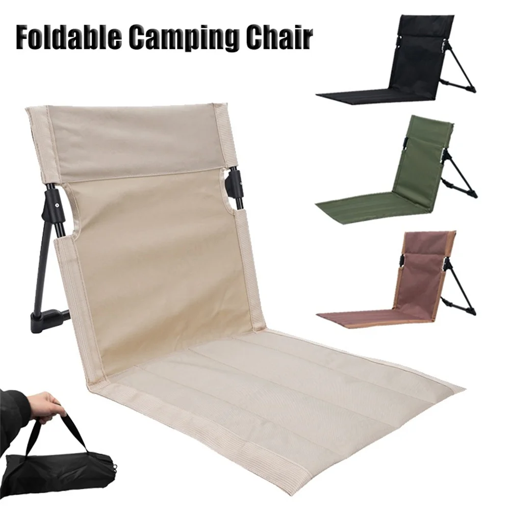 Foldable Camping Chair Outdoor Garden Park Single Lazy Chair Backrest Cushion - £27.71 GBP