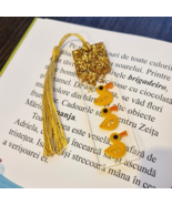 Elegant Ducks Bookmark Resin Low Stock Paper Quilling Gold Flakes 5.5 in - $7.99