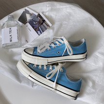 Sky Blue Canvas Shoes Women Low-Top Student Chic Couple Shoes Lovers Sneakers Li - £25.51 GBP