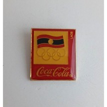Vintage Coca-Cola Laos With Flag Olympic Lapel Hat Pin - $10.19