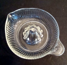 Clear Glass Orange Juicer Reamer 6 in. Tab Handle Pour Spout Old School MCM VTG - $12.81