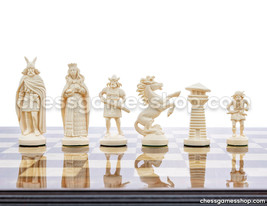 Viking plastic chess pieces / chessmen - white / black - 3,75&quot; / 95 mm -... - $19.79