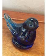 Vintage Small Blue Glass Bird Figurine Paperweight – 2.75 inches high x ... - $18.49