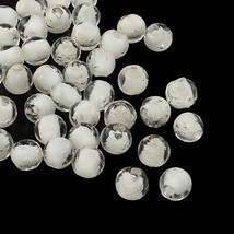 10 Glow In The Dark Glass Beads 8mm Lampwork White Jewelry Making Supplies Set - £5.28 GBP
