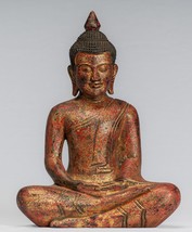 Antigüedad Khmer Estilo Madera Sentado Estatua de Buda Dhyana Meditación... - £325.87 GBP