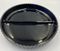 Indiana Tiara Black Blue Glass Diamond Point Ashtray Trinket Dish Vintage - $22.39
