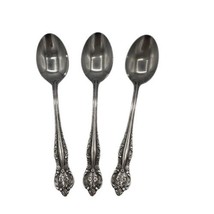 Kimco Stainless Dinner Soup Spoon Japan Ornate Floral 7 3/16&quot; Set of 3 Vintage - £14.91 GBP