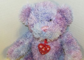 Teddy Bear plush purple blue tie dye red heart necklace pendant Dandee - £15.57 GBP