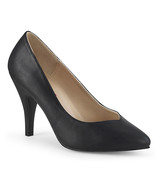 PLEASER DRE420W/BPU Wide Width 4&quot; Heel Black Faux Leather Classic Pumps ... - $61.95