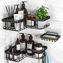 Corner Shower Caddy 3-Pack Adhesive, Soap Holder and 12 Hooks, Stainless... - $43.32