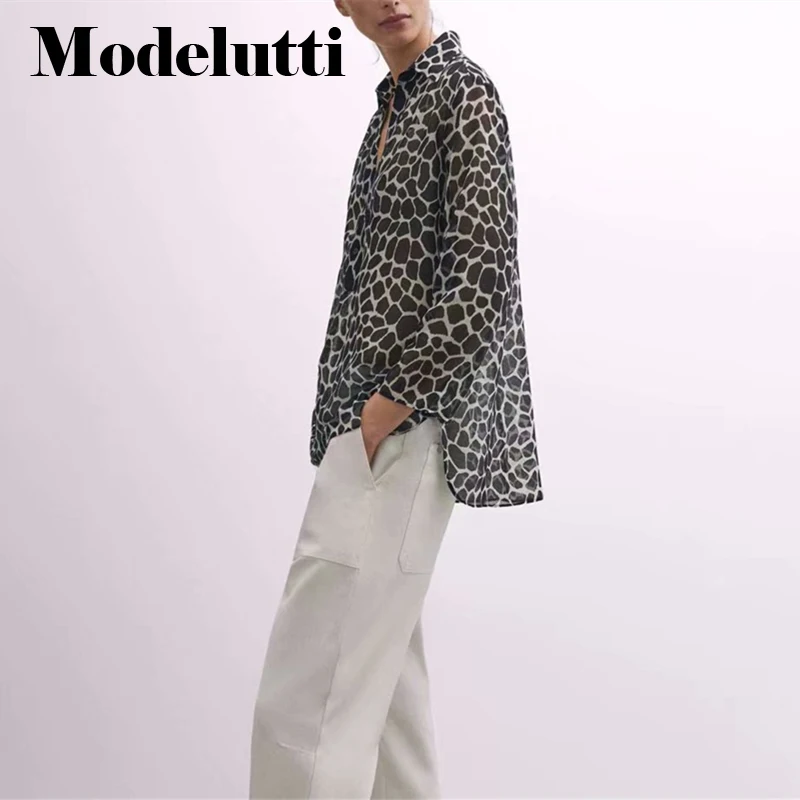 Sporting Modelutti 2022 New Spring Summer Fashion Long Sleeve Leopard Print Shir - £56.54 GBP