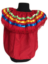 Red Women Size XXL Off-Shoulder Ruffle Top Lace Ribbon Folkloric Fiesta Dance - $22.72